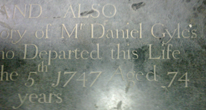 Memorial slab of Daniel Gyles